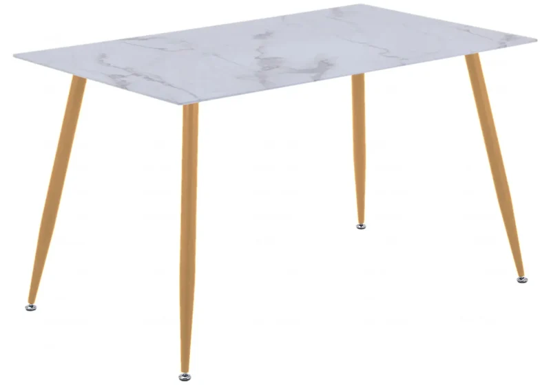 Table à manger dorée marbre blanc - Arya