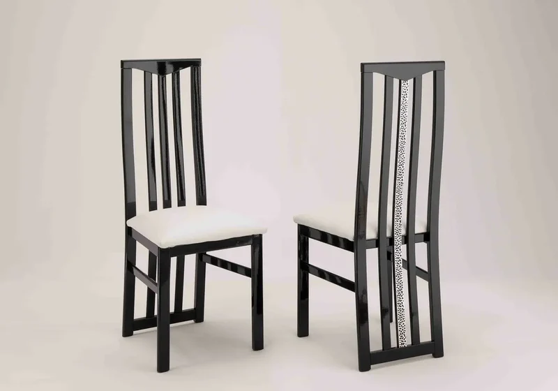 Chaises noir et blanche ROMA crome (lot de 2)