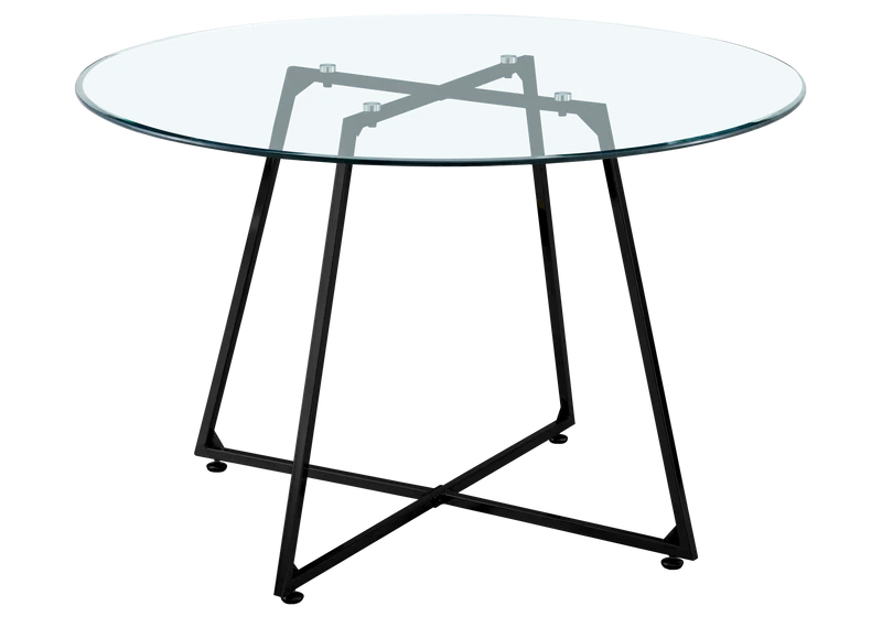 Table ronde verre trempé pieds noirs - Gina