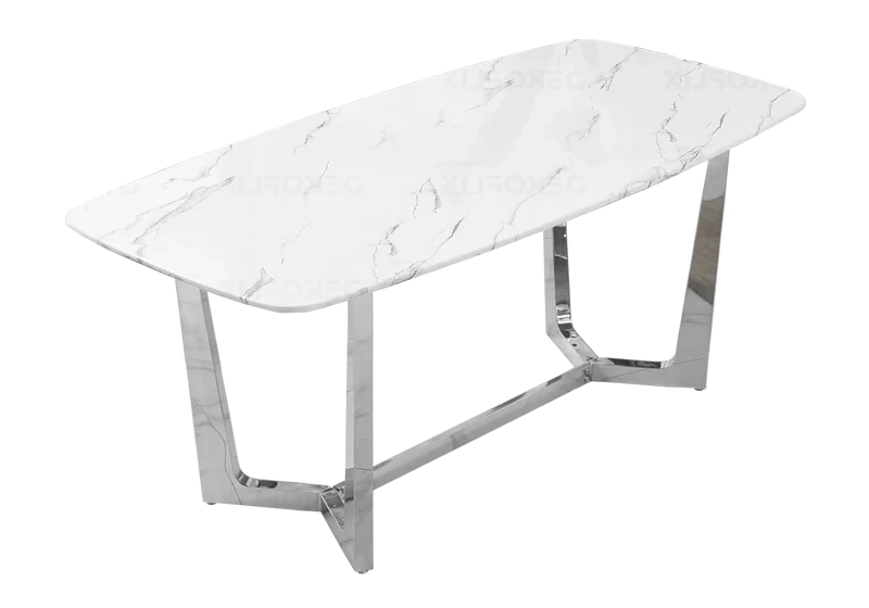 Table à manger marbre blanc argent - Gaya