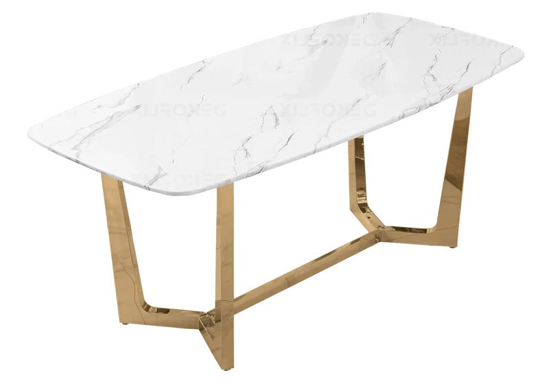 Table à manger marbre blanc doré - Gaya