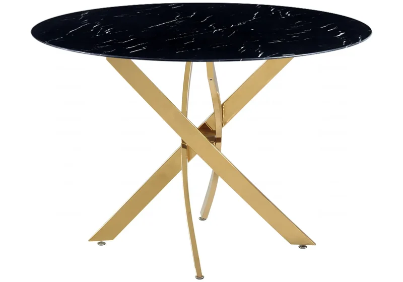 Table ronde dorée marbre noir - Joy