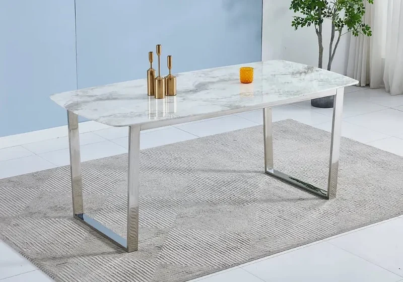 Table à manger marbre beige - Lyly