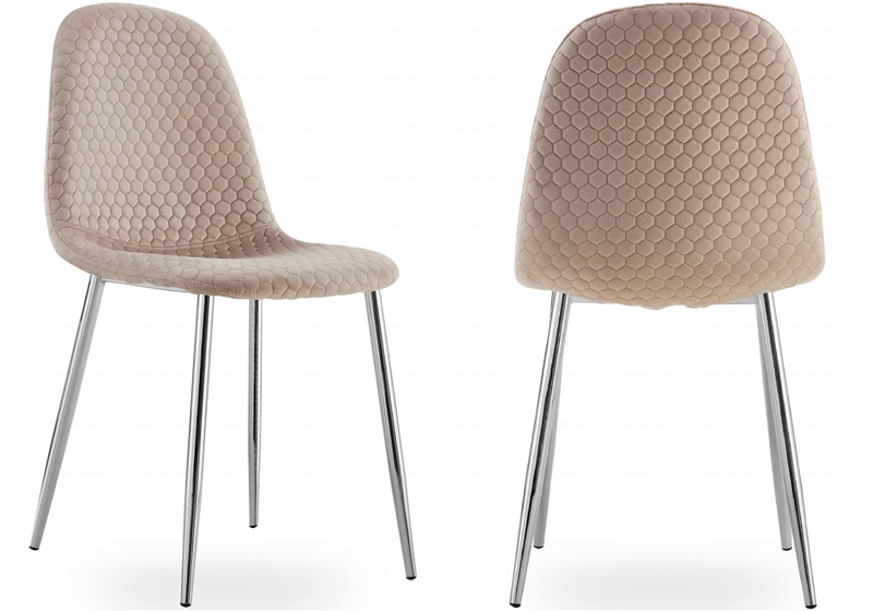 Chaises scandinaves en velours alvéolé taupe - Alma x6