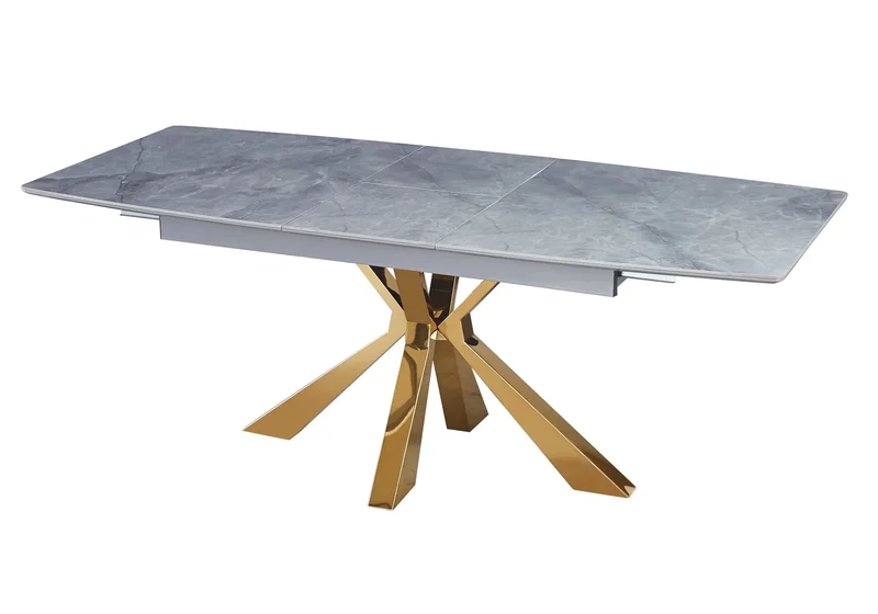 Table extensible céramique dorée marbre gris - Urso