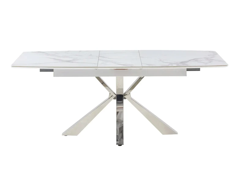 Table extensible céramique chromé marbre blanc - Urso