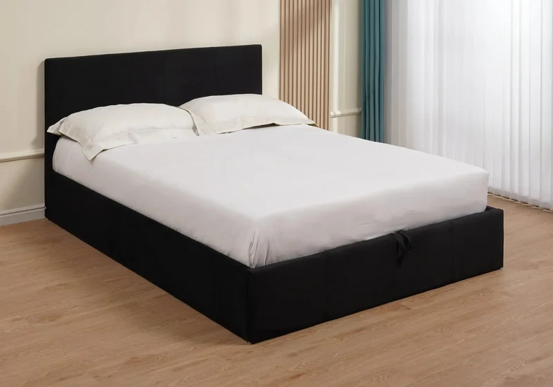 Lit coffre velours noir - Lenita
