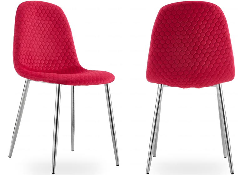 Chaises scandinaves en velours alvéolé fuchsia - Alma x6