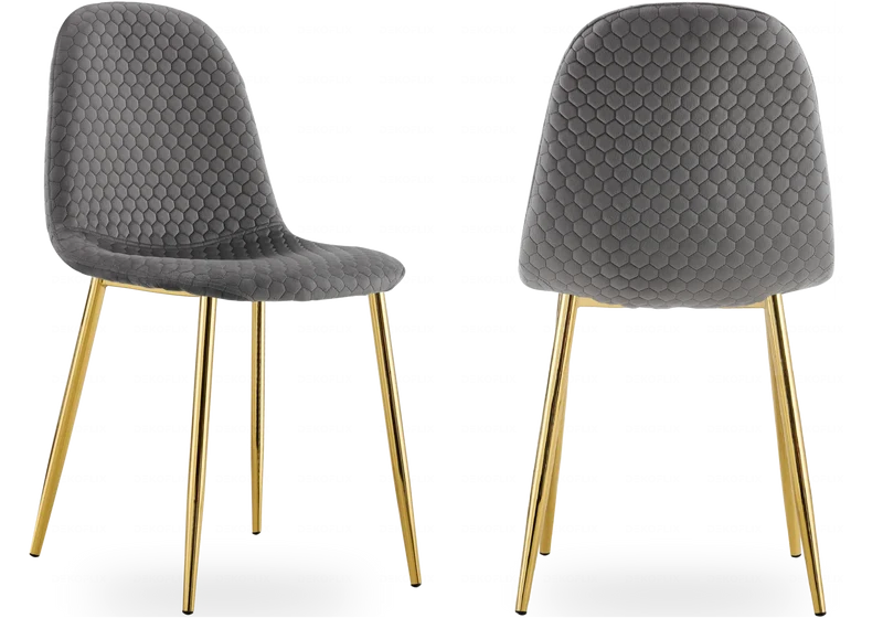 Chaises scandinaves en velours alvéolé anthracite - Alma x6