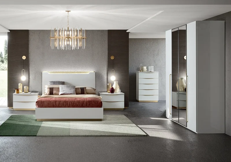 Chambre complète laquée blanc XENA