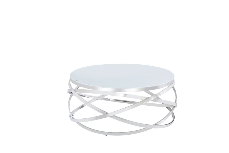 Table Basse EVOL structure chrome et plateau en verre D 90cm