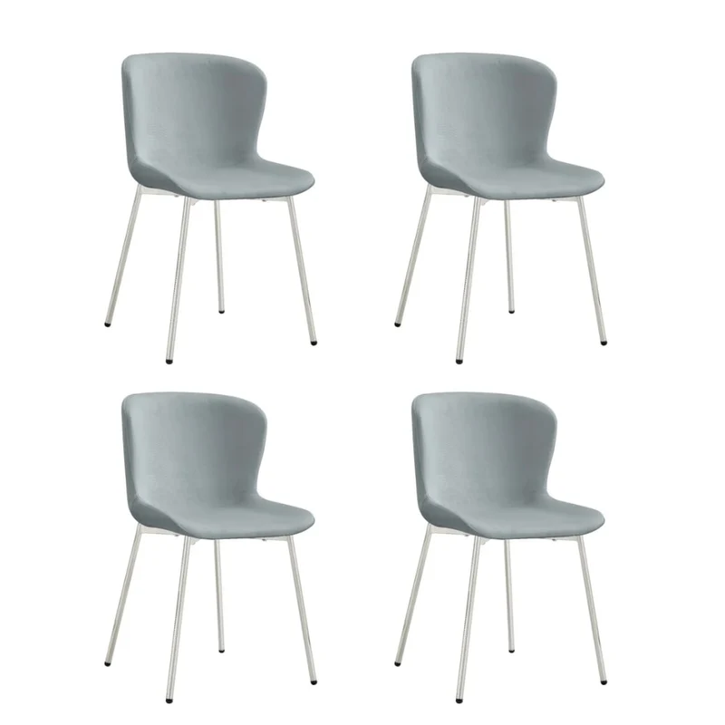 Lot de 4 chaises ELEN chrome velours