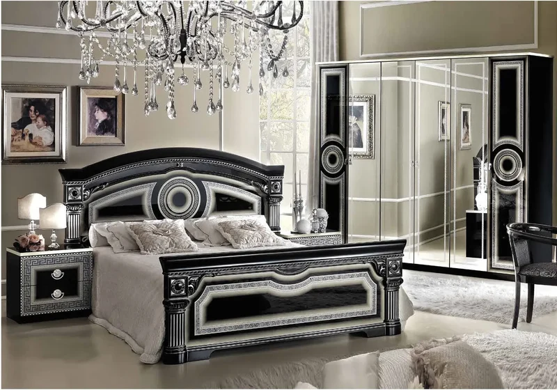 Chambre complète baroque noir argenté versace – IMPERIA