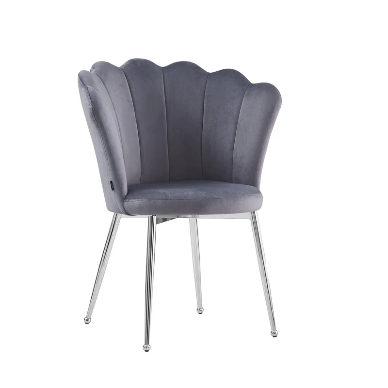 CHAISE NYMPHEA CHROME VELOURS SILVER