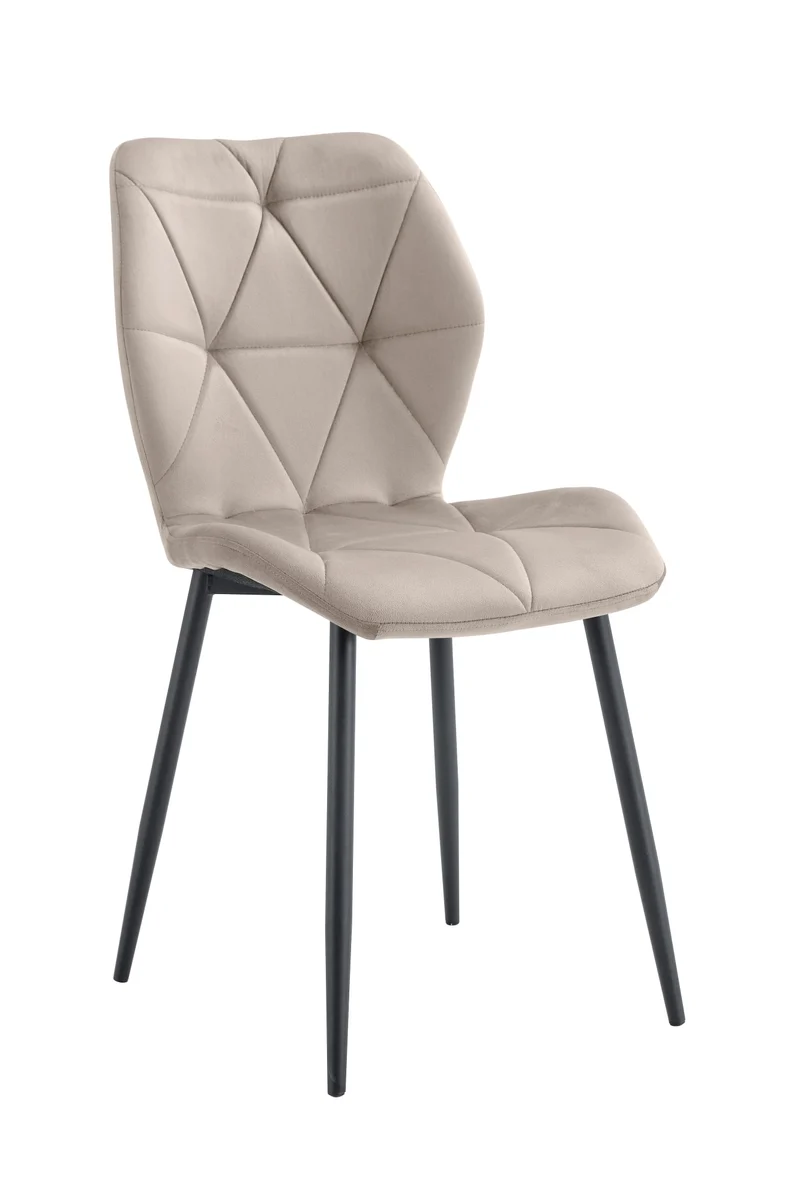 CHAISE COQUILLAGE VELOURS TAUPE PIED METAL NOIR