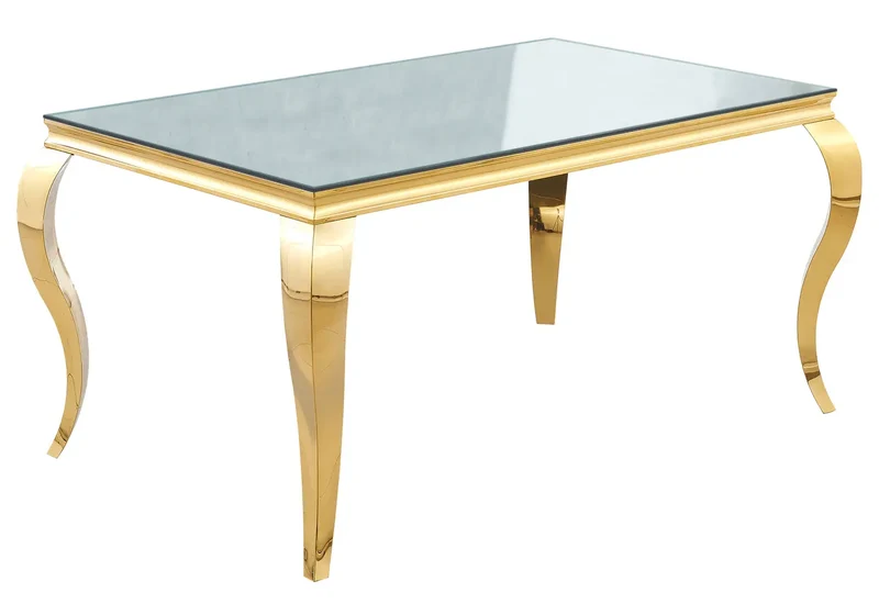 Table à manger rectangulaire dorée miroir - Neo