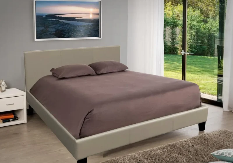Lit double simili taupe - Soft