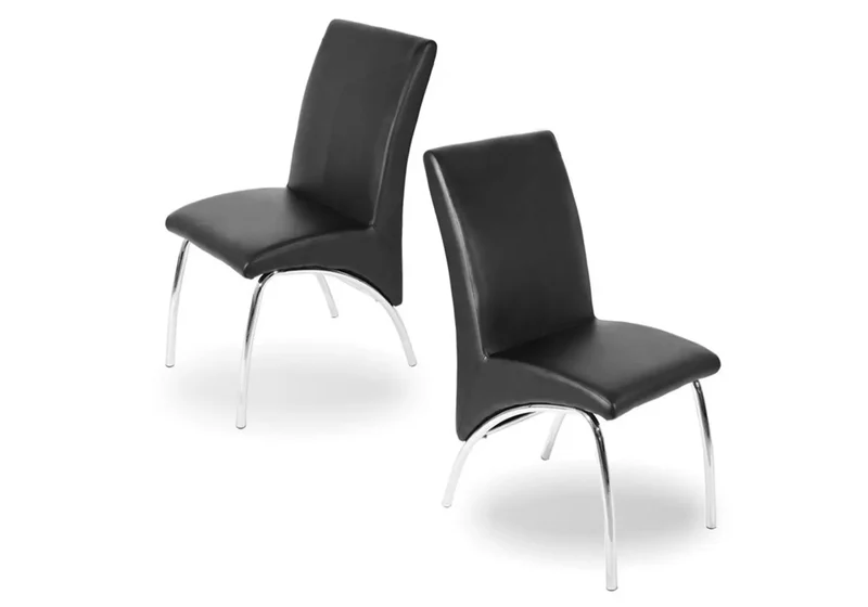 Lot 4 chaises chromé simili noir - Roy