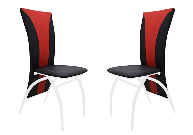 Lot 6 chaises chromé simili rouge - Ivo