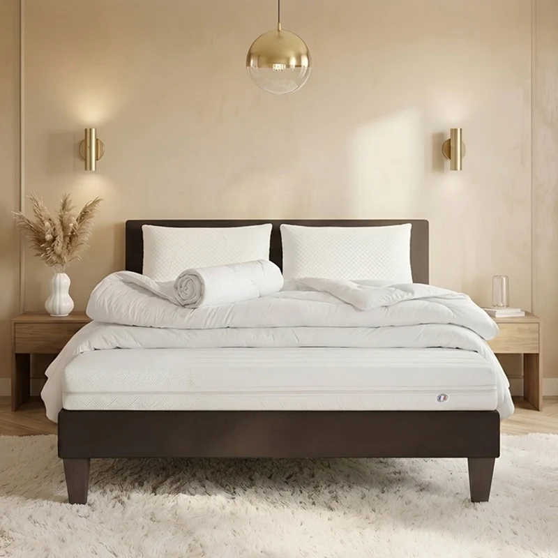 Pack prêt à dormir Egio - Matelas + Sommier + Couette, oreillers, protège-matelas - 12 cm d'épaisseur