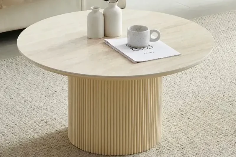 Table Basse Effet Travertin Céramique