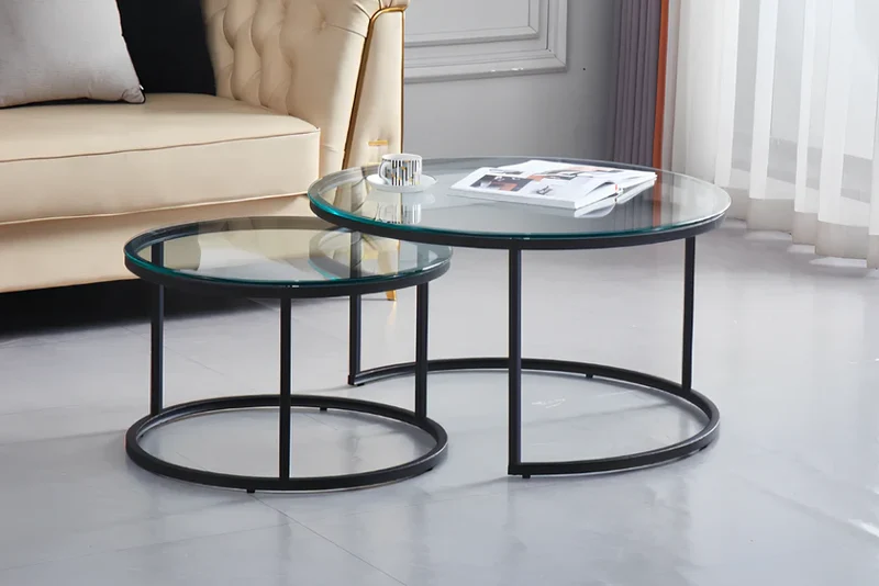 Table Basse Duo ROMI en verre noir