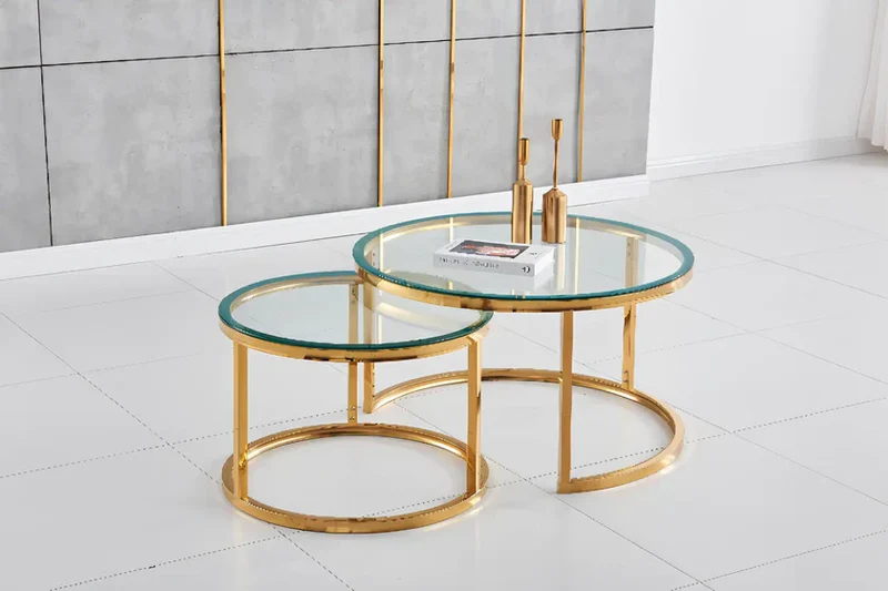 Table Basse Duo ROMI en verre or