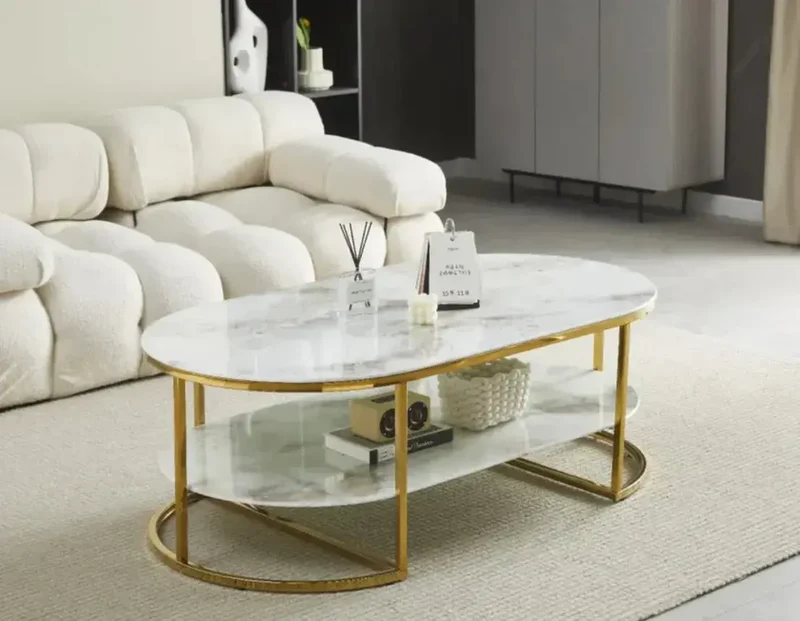 Table Basse LEILA Marbre beige or