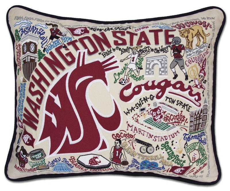 Washington State University Embroidered CatStudio Pillow