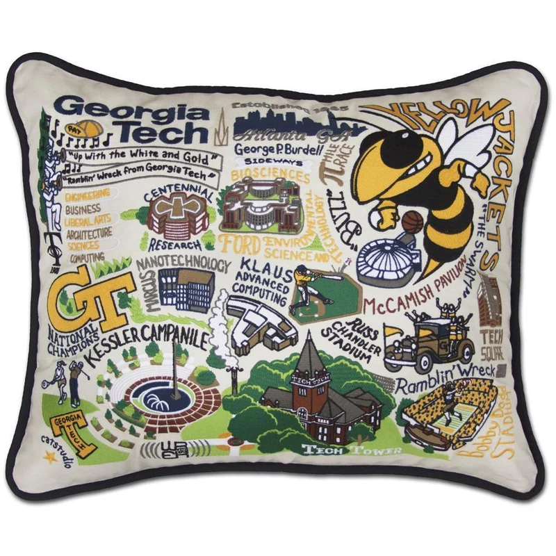Georgia Tech Embroidered CatStudio Pillow