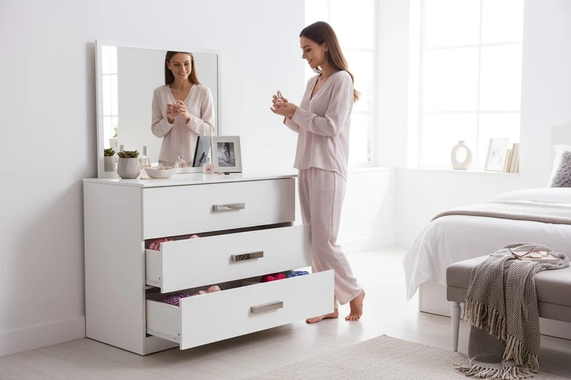 Coiffeuse 3 Tiroirs Gilina Blanc
