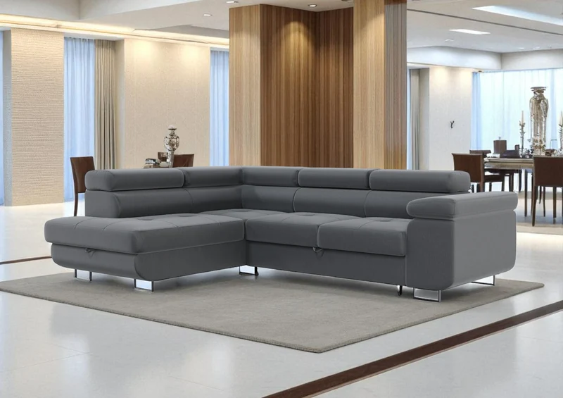 Canapé d'Angle Convertible Tona Velours Gris