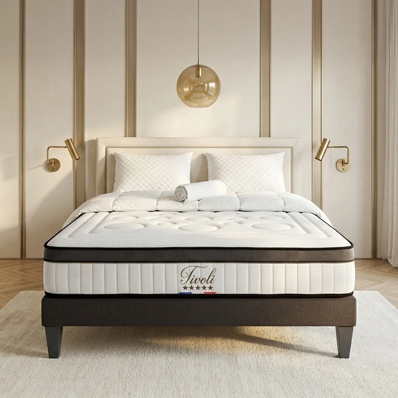 Pack prêt à dormir Tivoli - Matelas + Sommier + Couette, oreillers, protège-matelas - 25 cm d'épaisseur