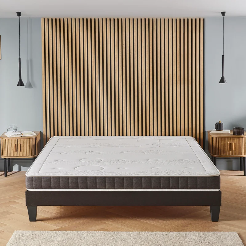 Ensemble Intuition - Matelas mémoire de forme + Sommier tri-lattes - 15 cm d'épaisseur - Accueil équilibré, soutien ferme