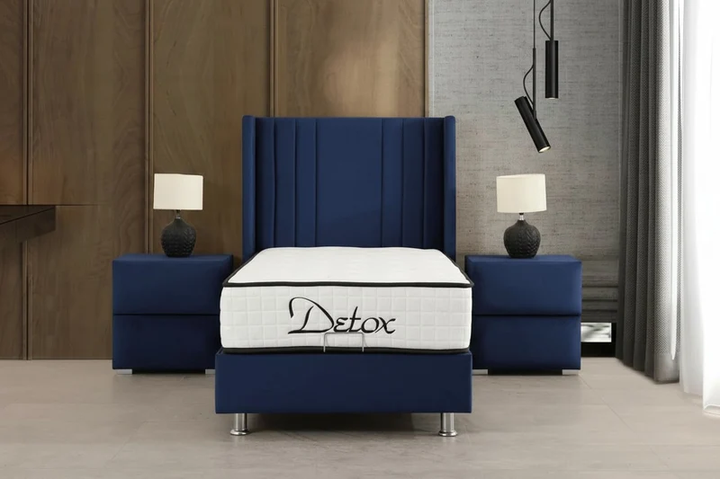 Lit Coffre 1 Place ALMA BLEU MARINE - Velours