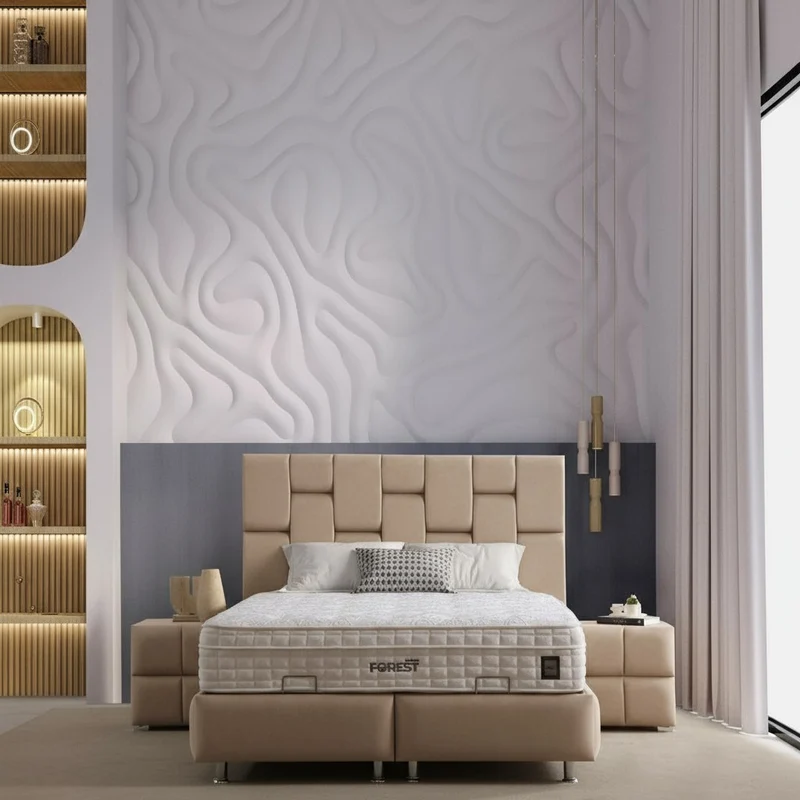 Lit Coffre SILVIA BEIGE - Velours