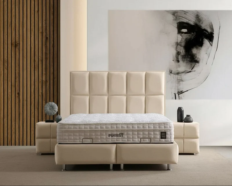 Lit Coffre NOVITA BEIGE - Velours