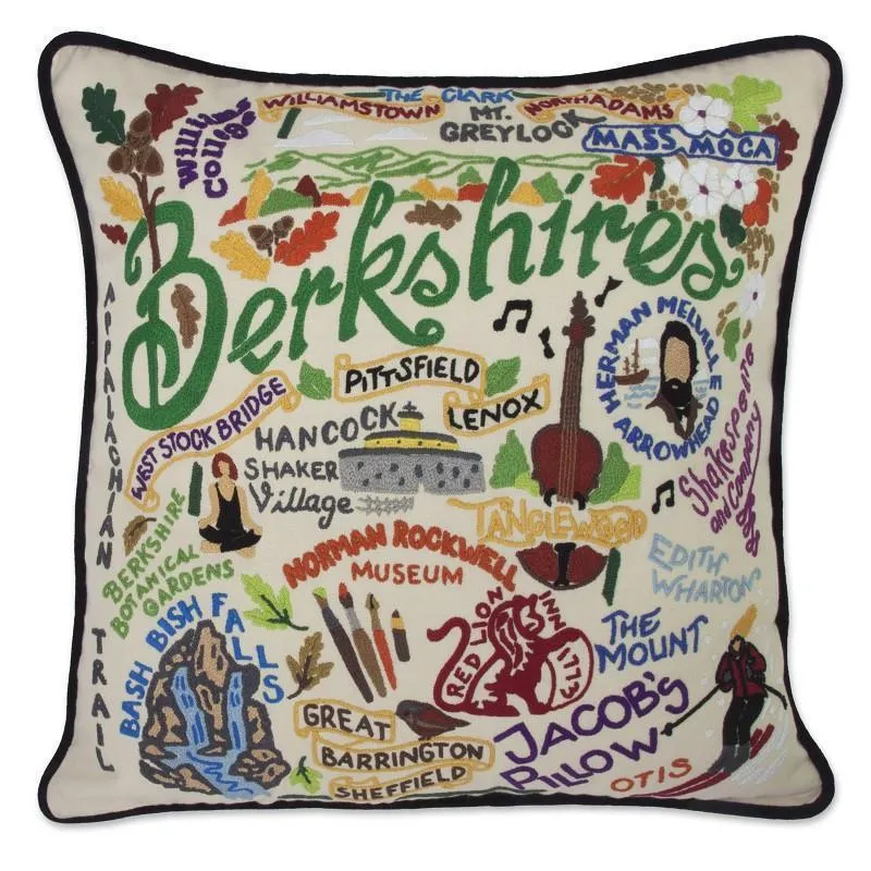 Berkshires Hand Embroidered CatStudio Pillow