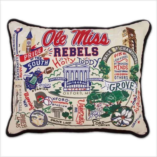 Ole Miss (University of Mississippi) Embroidered CatStudio Pillow