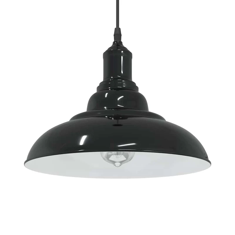 vidaXL Hanglamp in hoogte verstelbaar E27 Ø31 cm metaal glanzend zwart