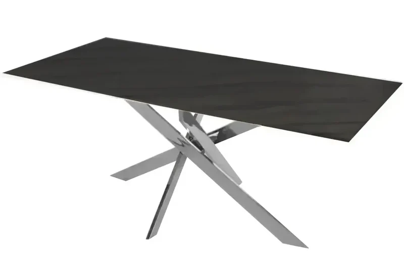 Table à Manger JESSYCA marbre noir pied argent