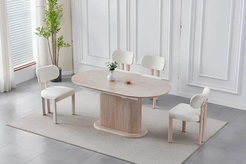 Vanina Table à Manger Extensible Travertin