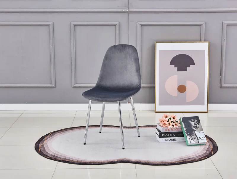 Lot de 2 Chaises SCANDINAVE gris pied argent