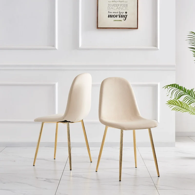 Lot de 2 Chaises SCANDINAVE beige pied or