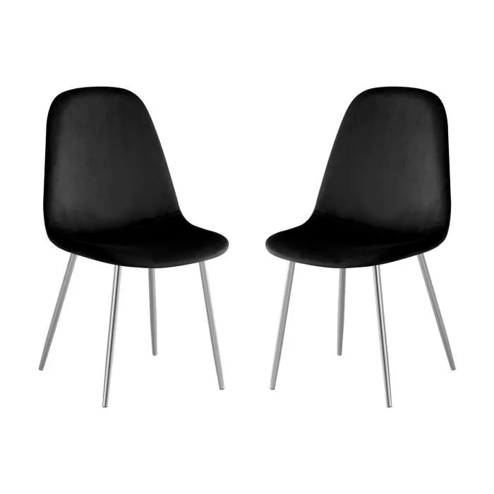 Lot de 2 Chaises SCANDINAVE noir pied argent