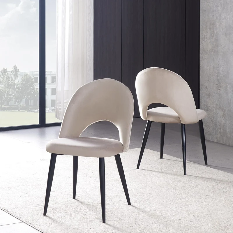 Chaise TEDDY beige pied noir