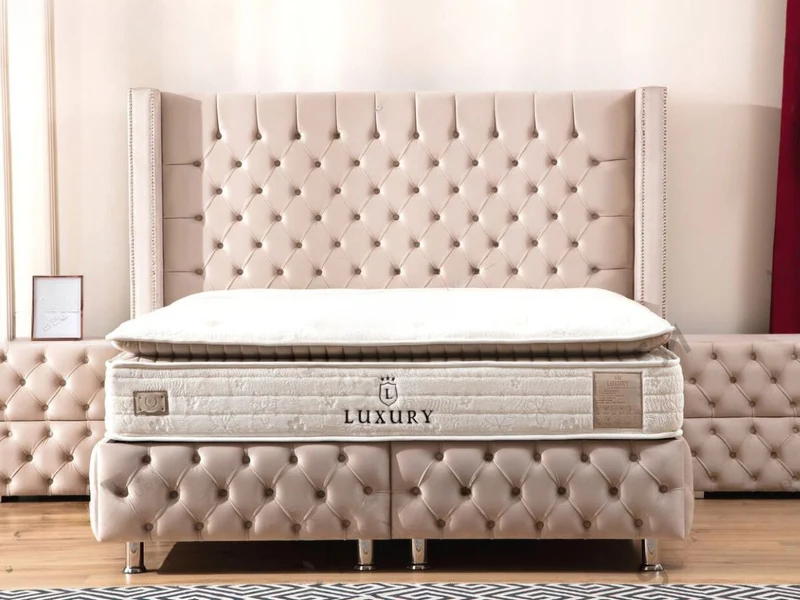 Lit coffre CLOUTE Beige
