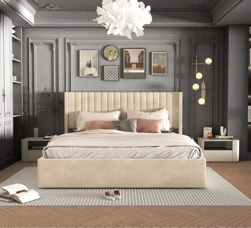Lit coffre CAMILLE beige