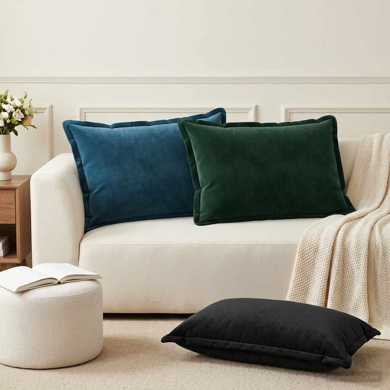 vidaXL Kussen met kussen HOUTEN 2 st Blauw fluweel