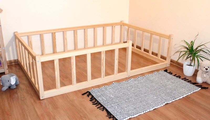 Floor Wooden kids Child Montessori toddler Platform bed frame without slats Color Natural Oil